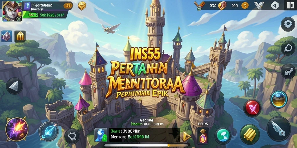 Tangkapan layar INS55 menampilkan aksi menara pertahanan yang intens.