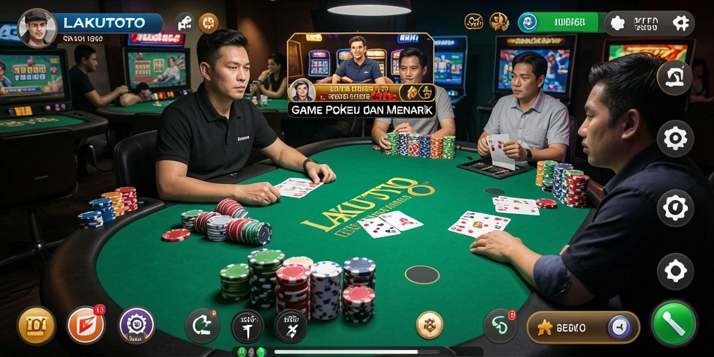 Tampilan gameplay seru di LAKUTOTO dengan fitur Poker menarik.